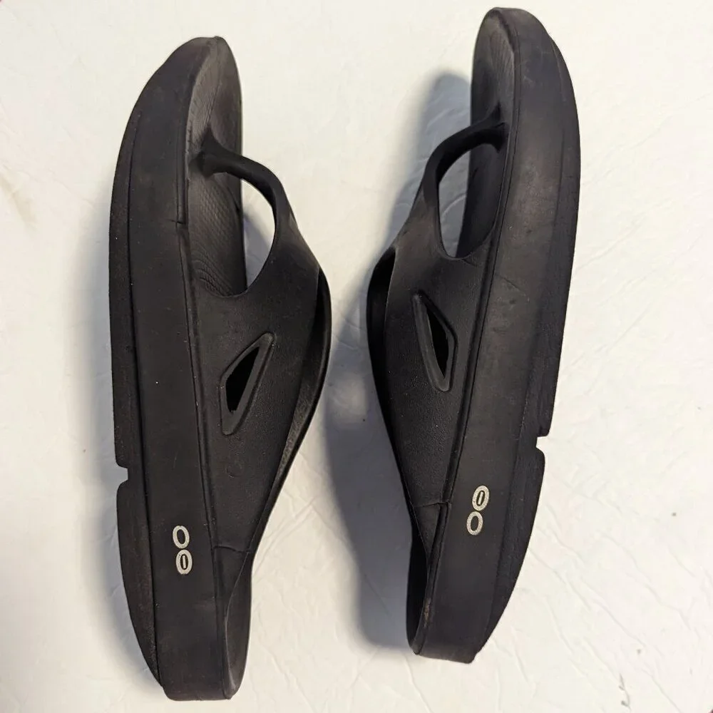 OOFOS Unisex Recovery Black Thong‎ Slide Sandals Flip Flop